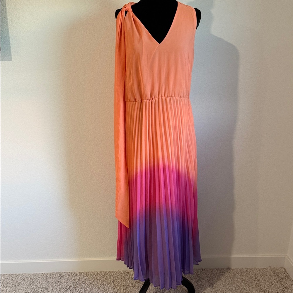 Taylor One-Shoulder Dress in Orange and Purple Gradient